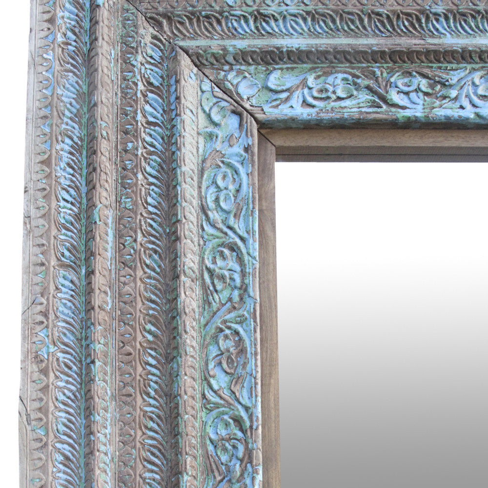 Antique Turquoise Floor Mirror