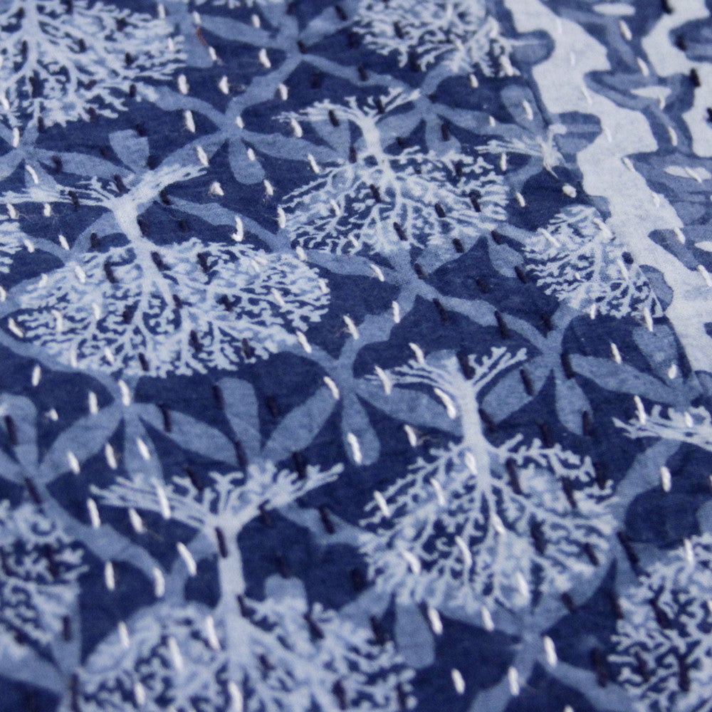 Indigo Block Print Coverlet