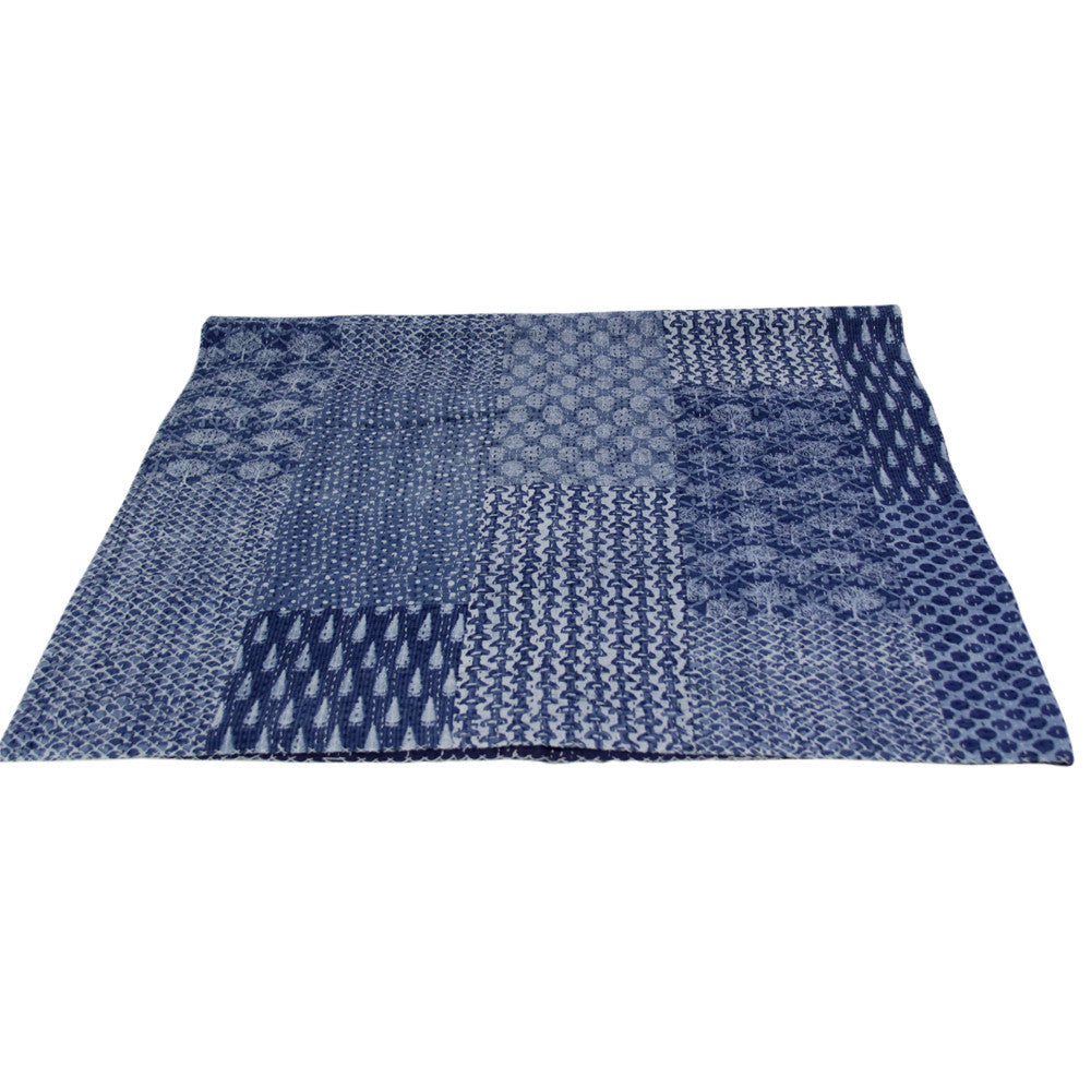 Indigo Block Print Coverlet