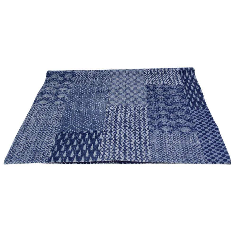 Indigo Block Print Coverlet