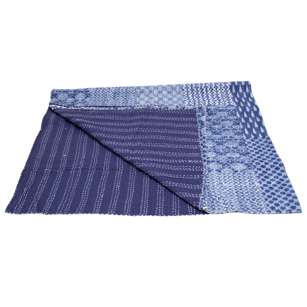 Indigo Block Print Coverlet