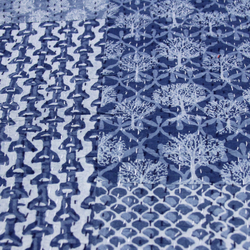 Indigo Block Print Coverlet