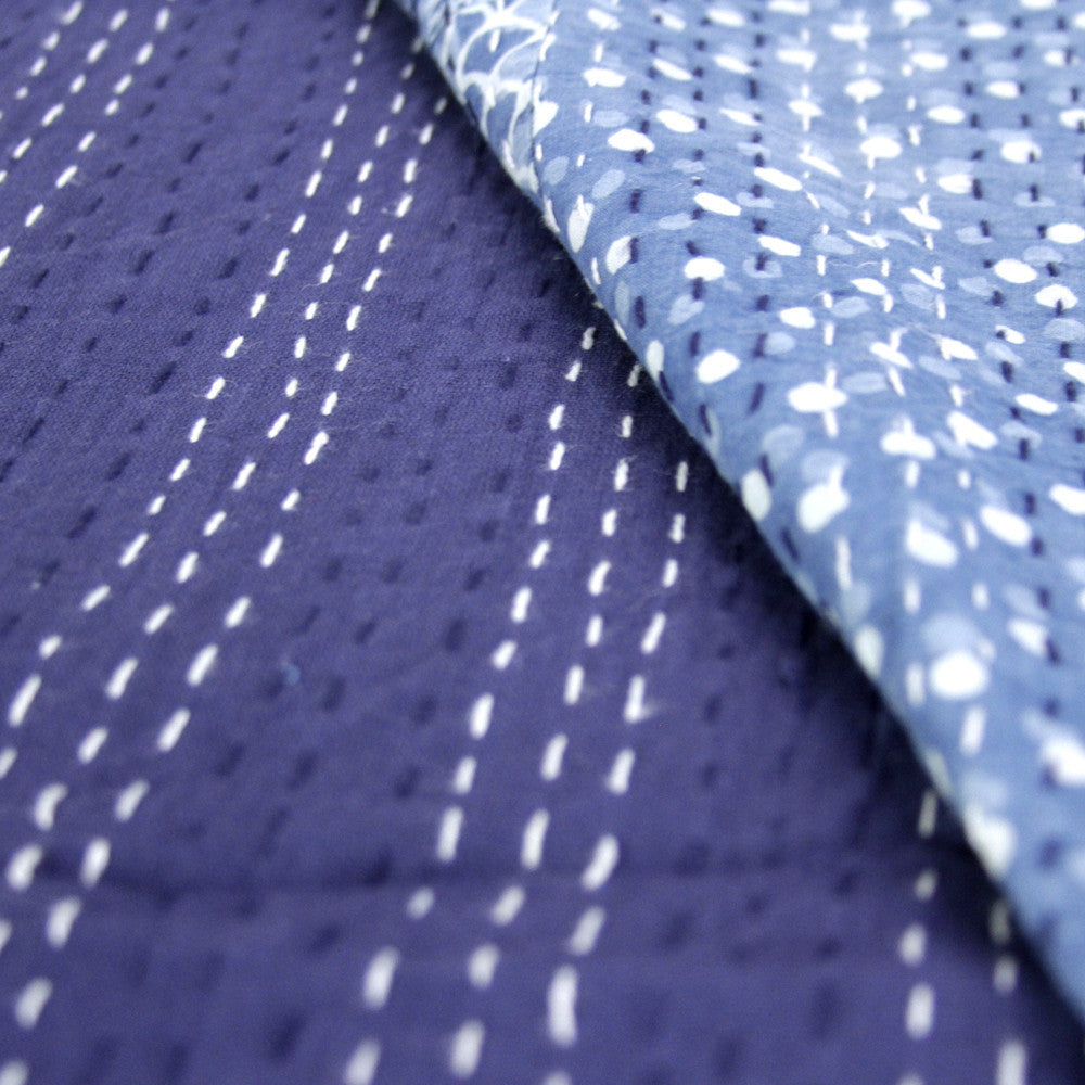 Indigo Block Print Coverlet