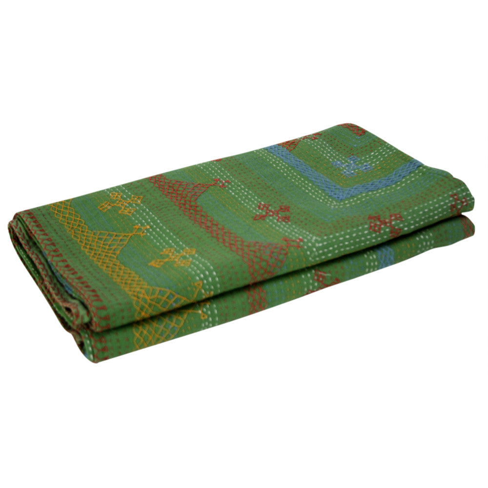 Green Tribal Coverlet