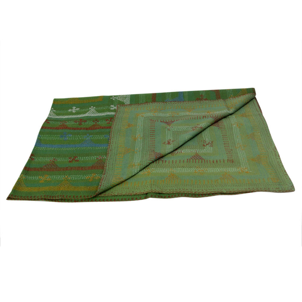 Green Tribal Coverlet