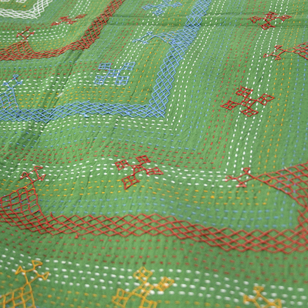 Green Tribal Coverlet