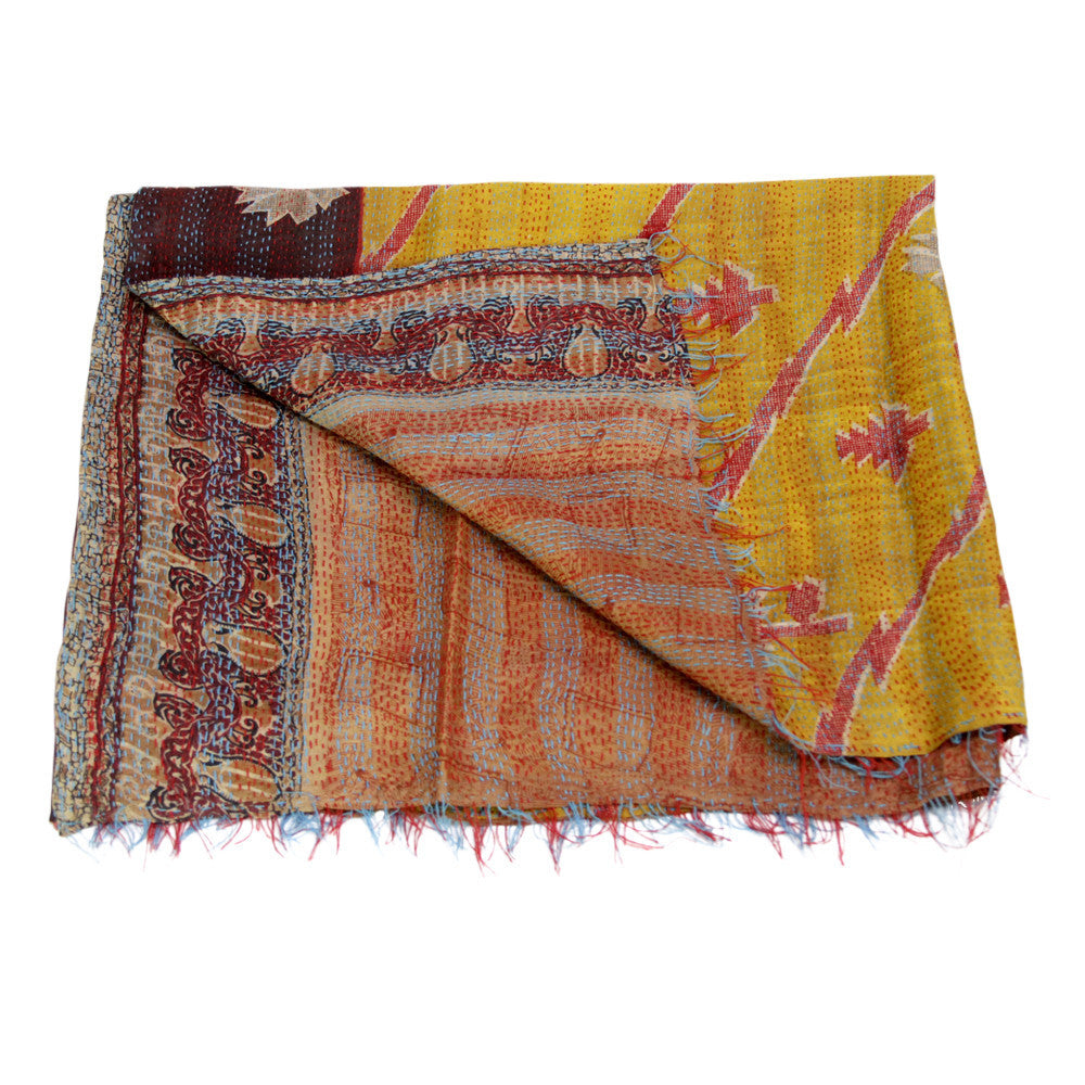 Silk Kantha Scarf (Golden)