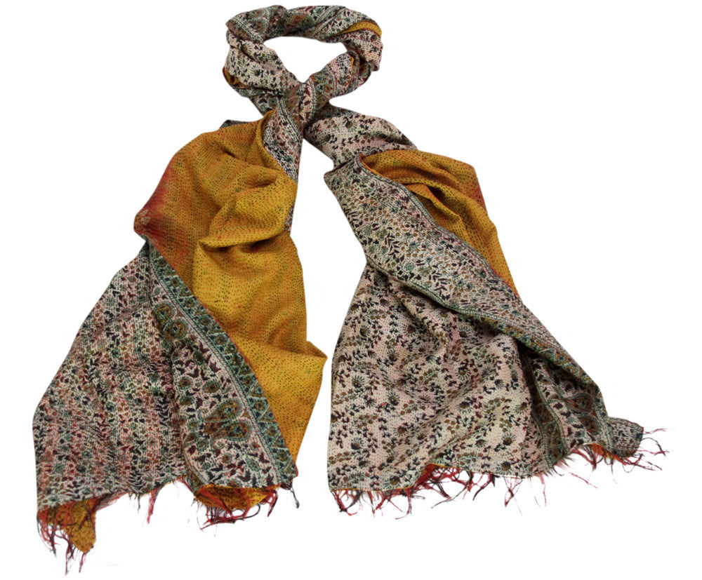 Silk Kantha Scarf (Floral)