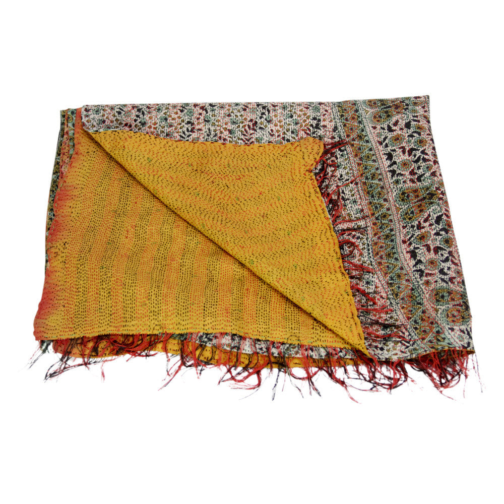 Silk Kantha Scarf (Floral)