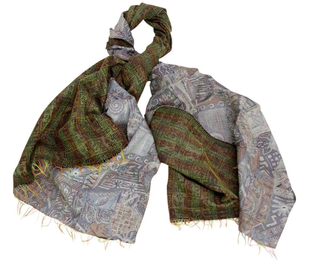 Silk Kantha Scarf (Neon Stitching)