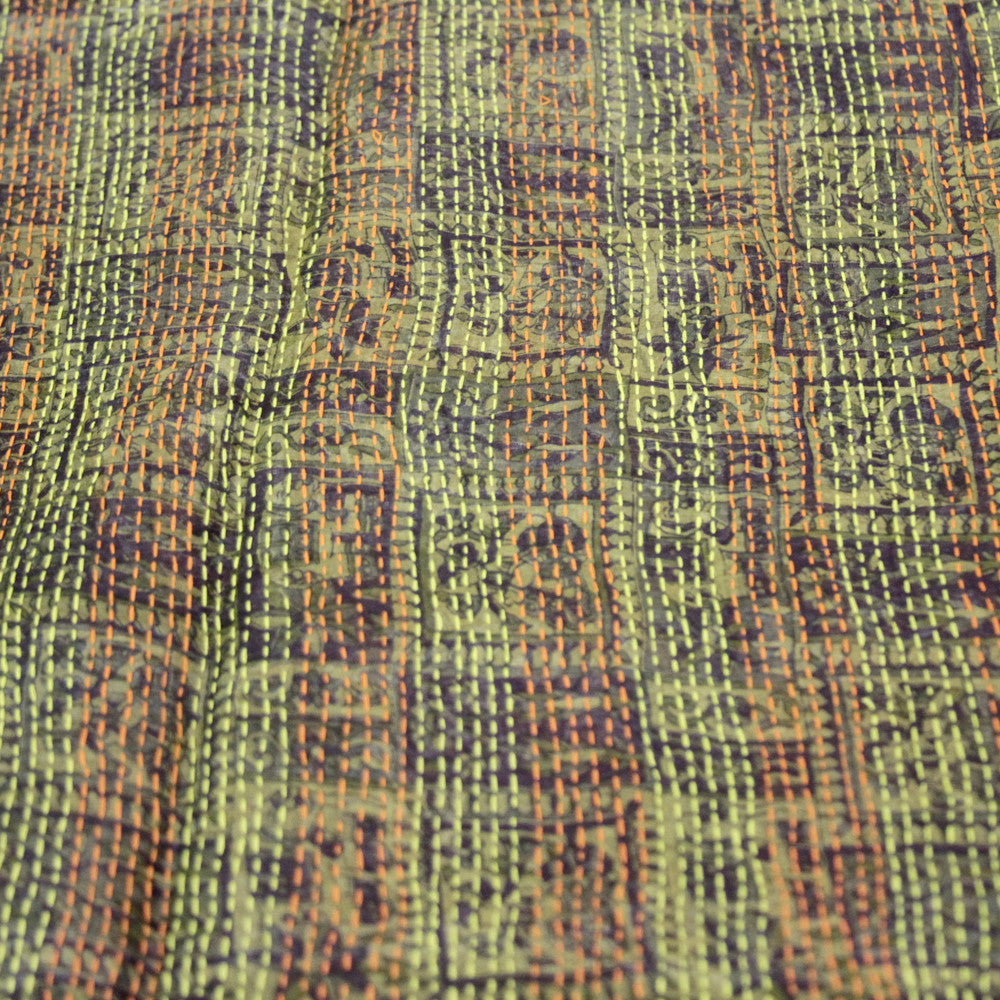 Silk Kantha Scarf (Neon Stitching)