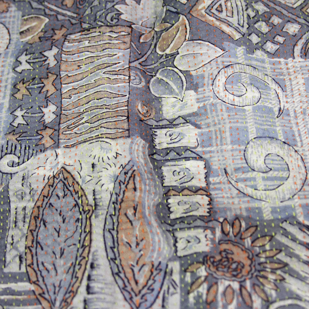 Silk Kantha Scarf (Neon Stitching)