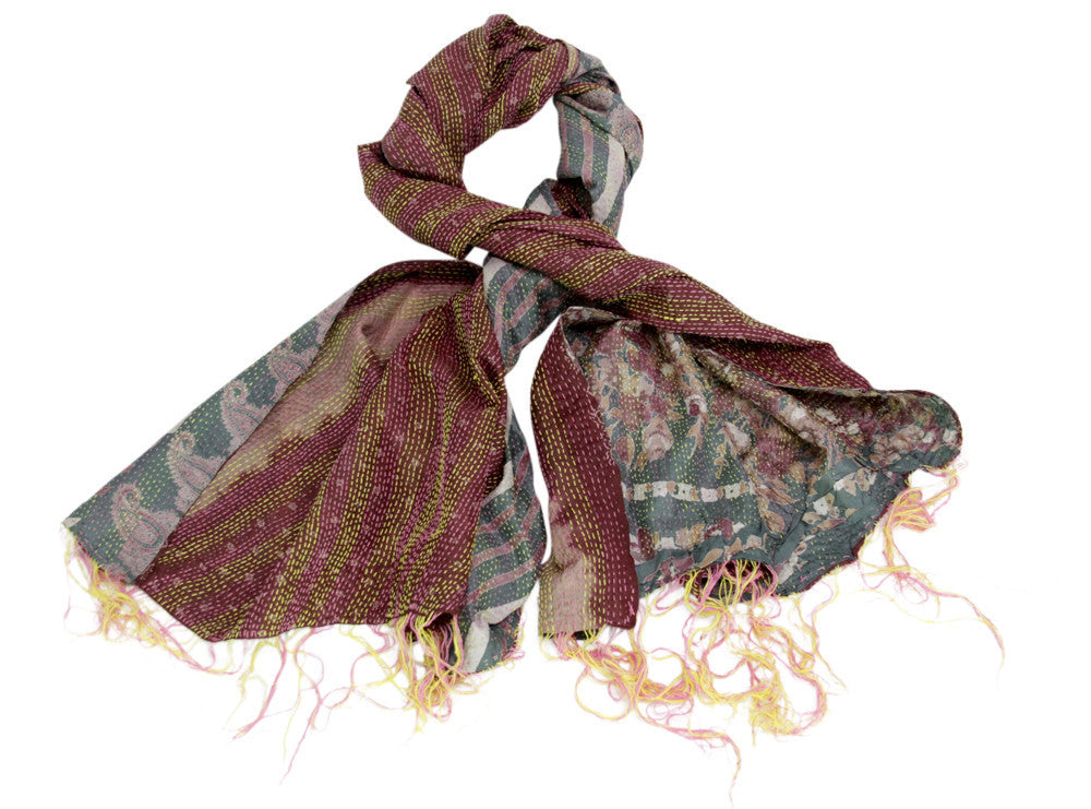 Silk Kantha Scarf (Deep Teal)