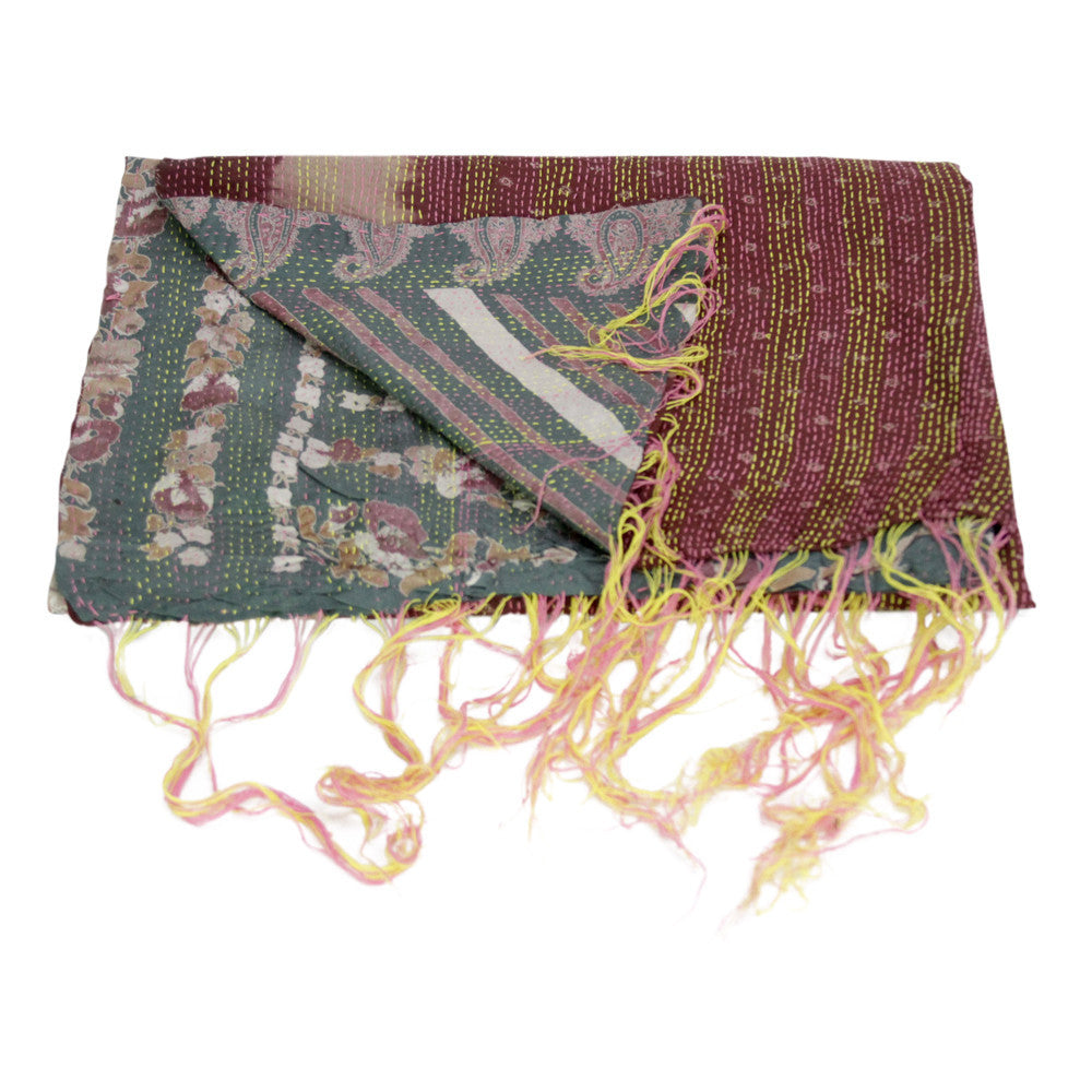 Silk Kantha Scarf (Deep Teal)
