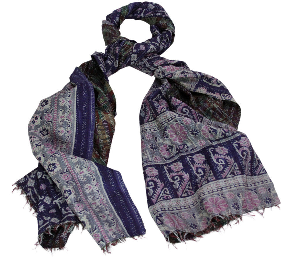 Silk Kantha Scarf (Purple & Pink)