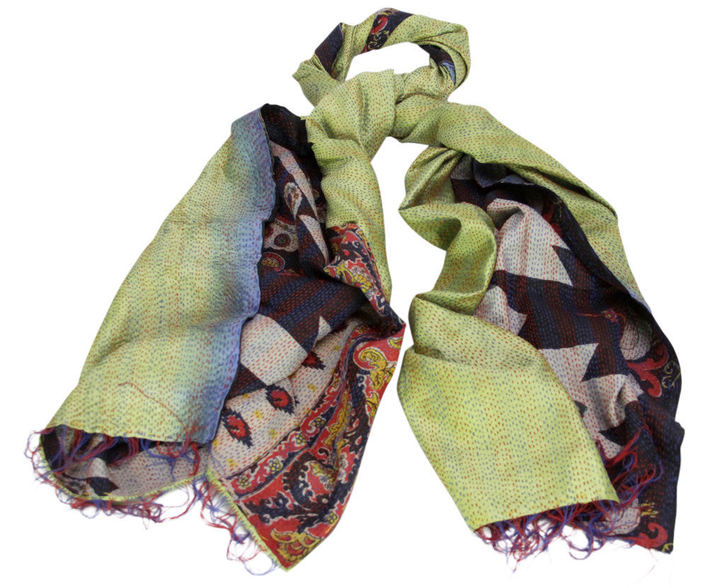 Silk Kantha Scarf (Light Green)