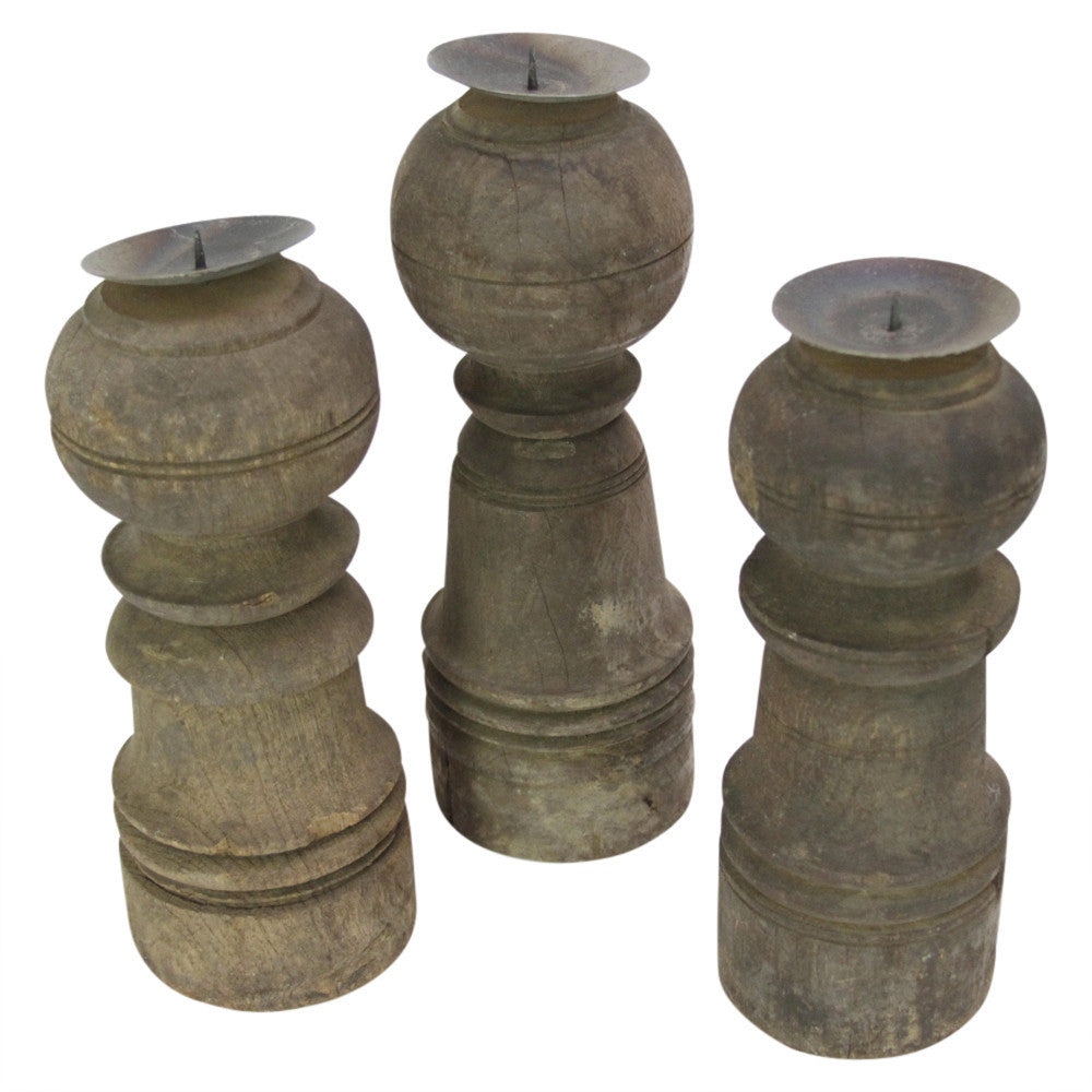 Vintage Bed Leg Candleholders, Set of 3