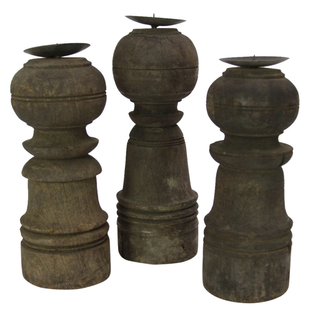 Vintage Bed Leg Candleholders, Set of 3