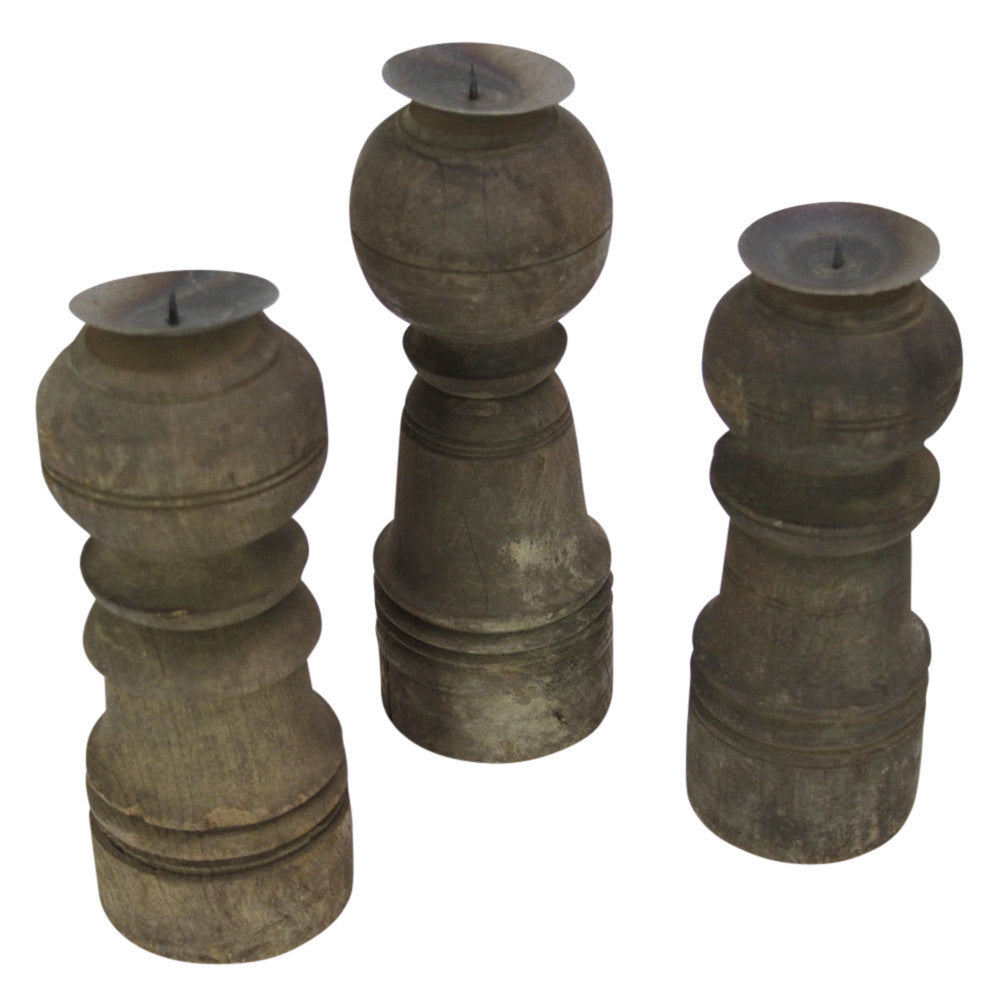 Vintage Bed Leg Candleholders, Set of 3