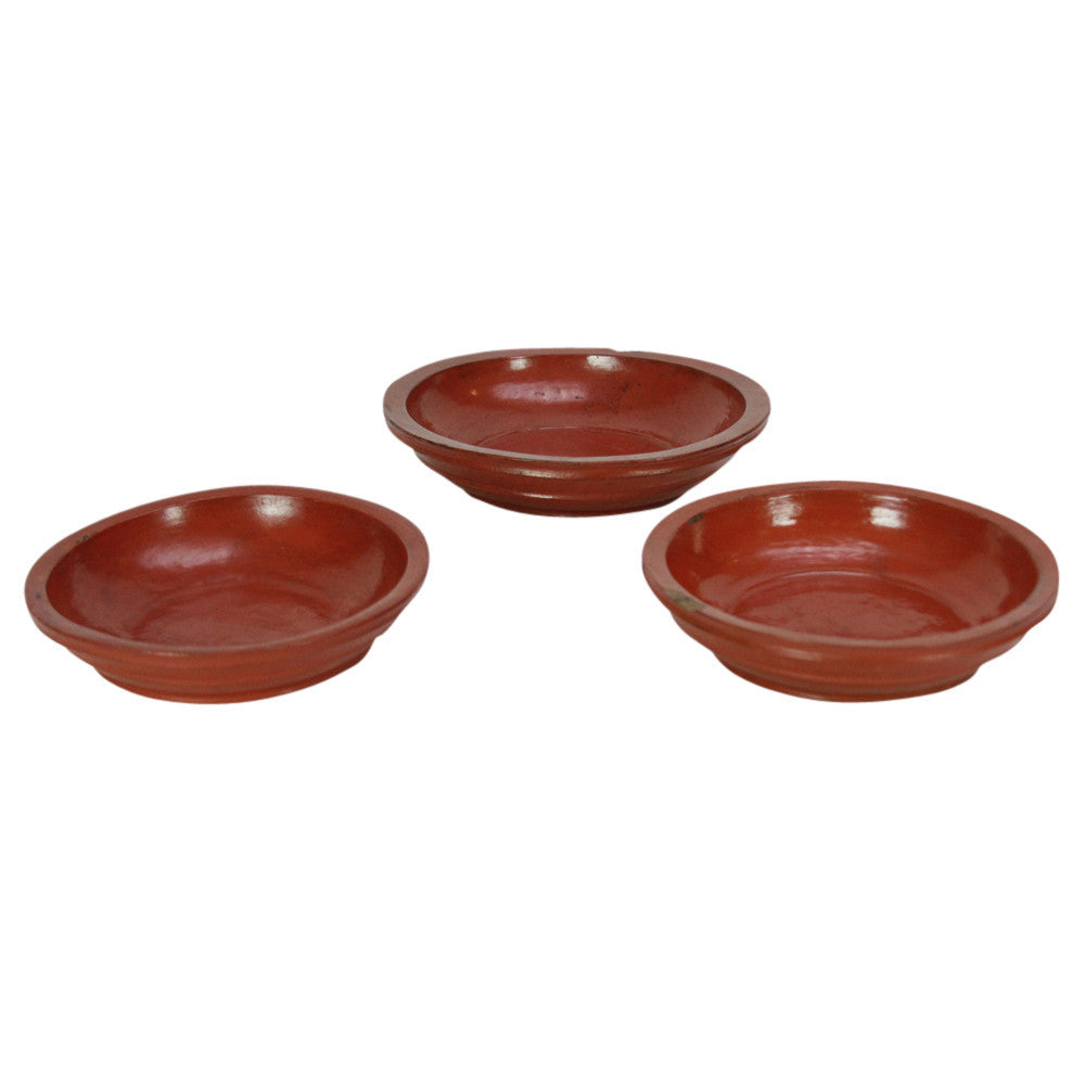 Wood Tibetan Fruit Bowls, Set of 3