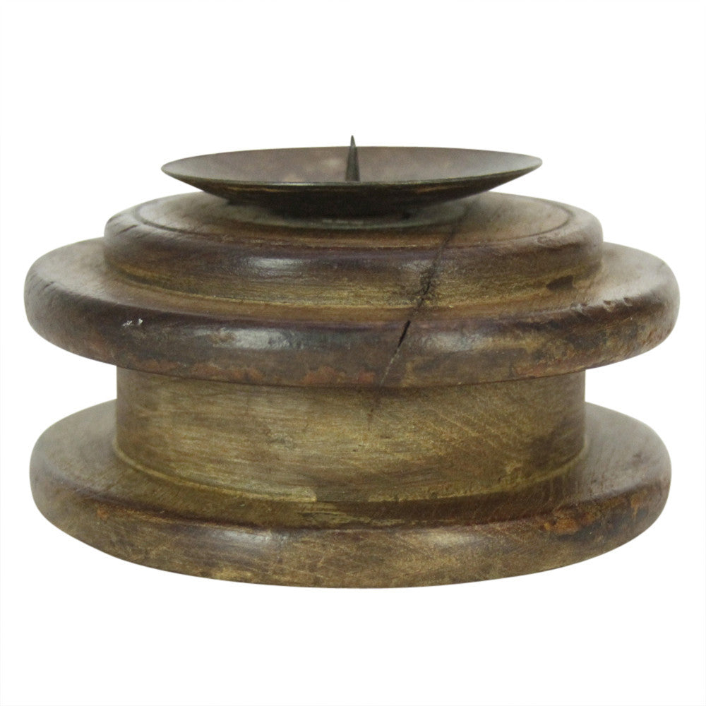 Wooden Spool Candleholders, S/2
