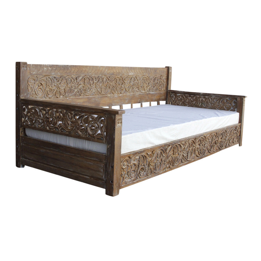 Floral Carved Teak Daybed