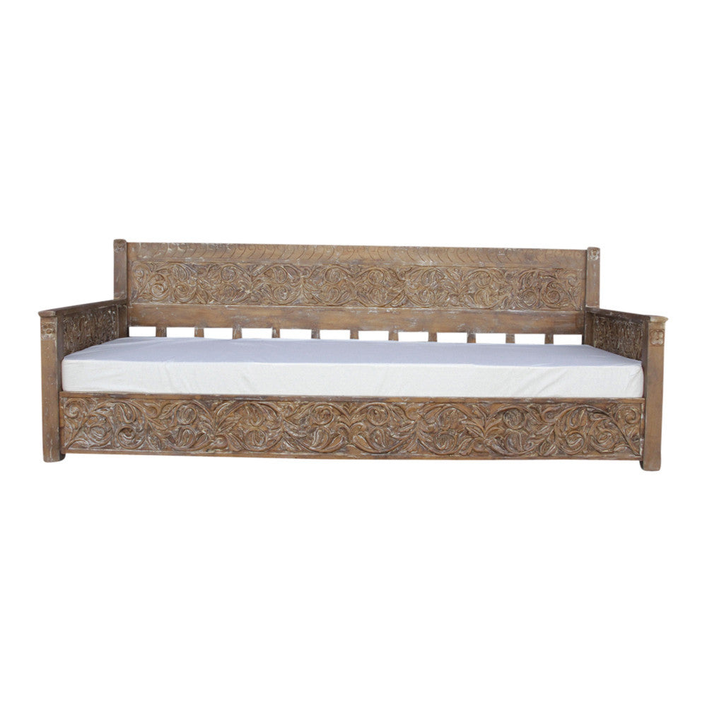 Floral Carved Teak Daybed