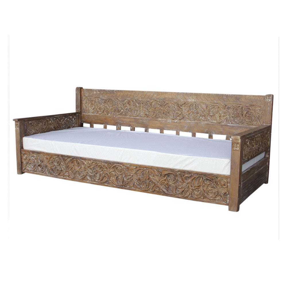 Floral Carved Teak Daybed