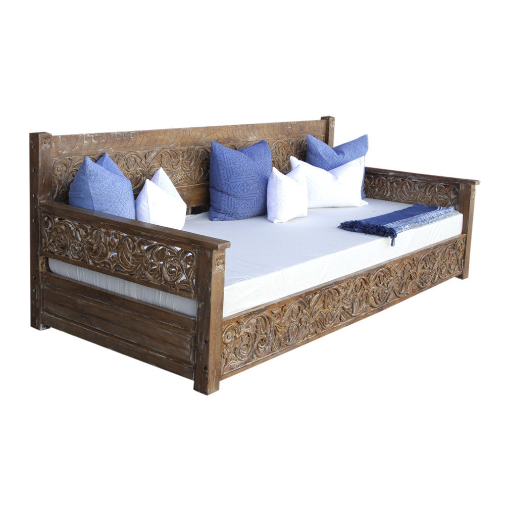 Floral Carved Teak Daybed