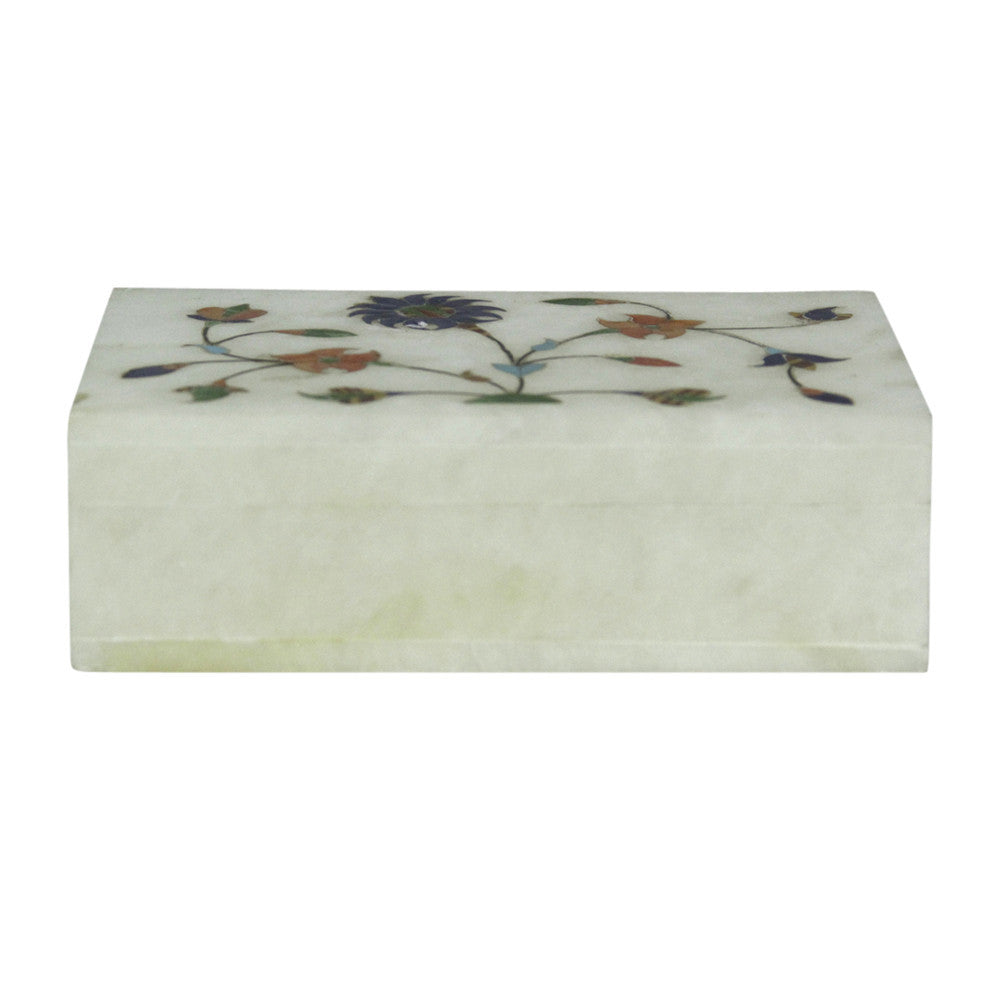 Floral Inlay Marble Jewelry Box