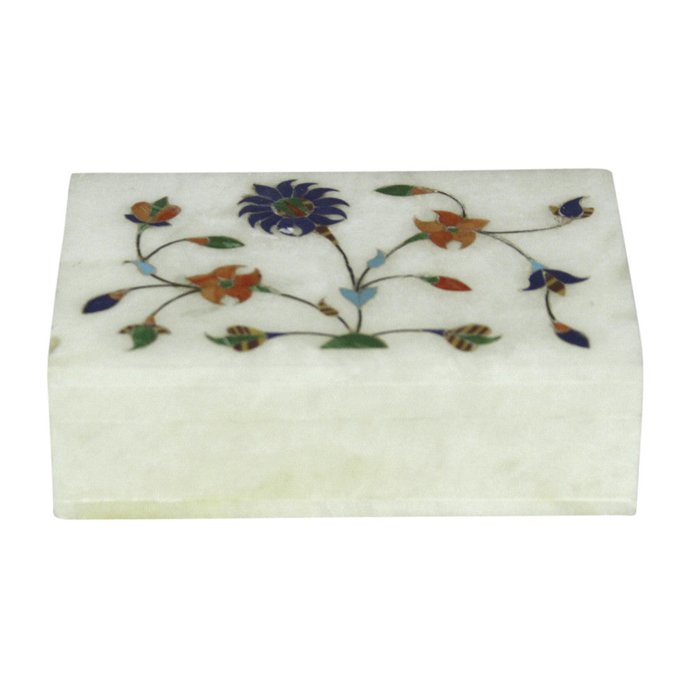 Floral Inlay Marble Jewelry Box