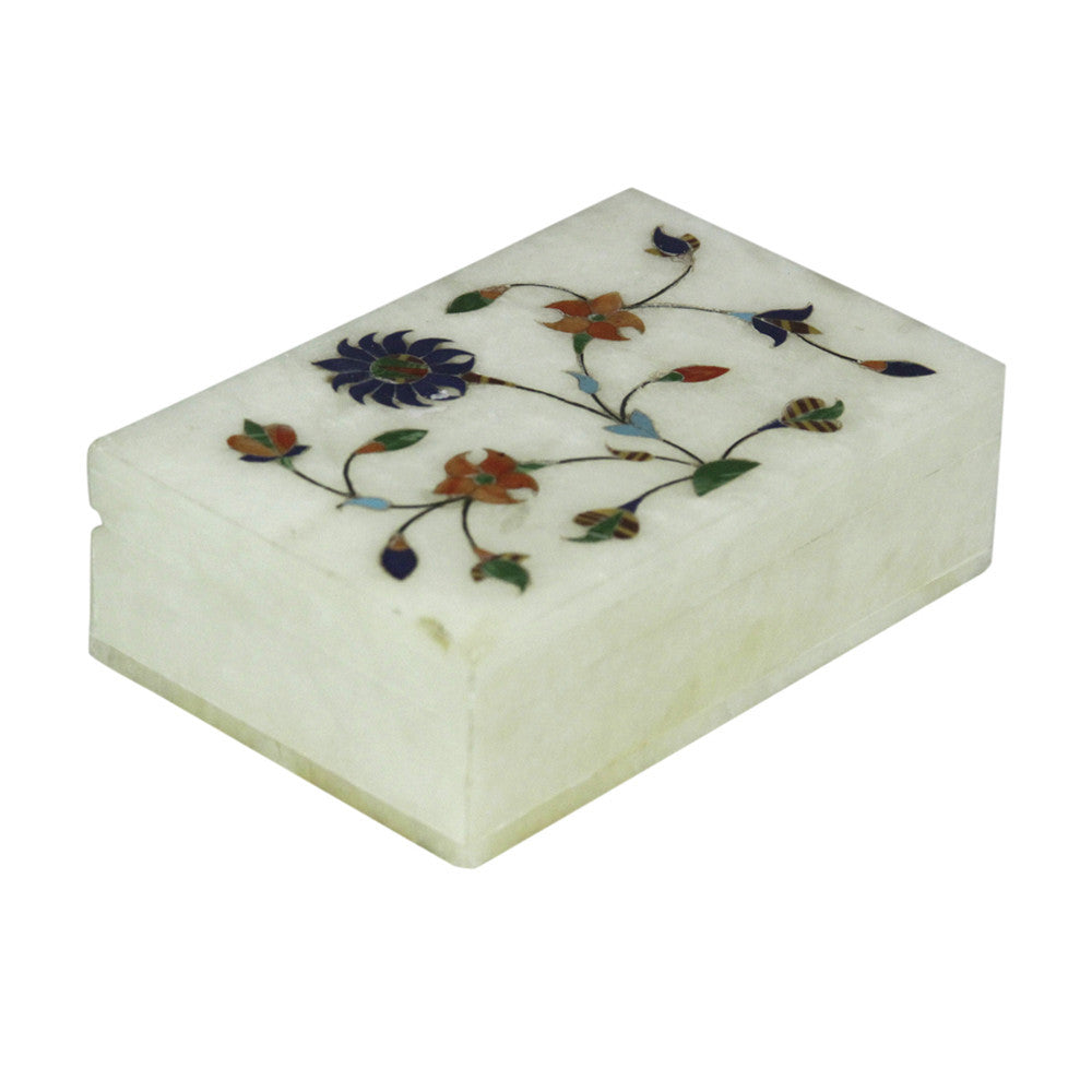 Floral Inlay Marble Jewelry Box