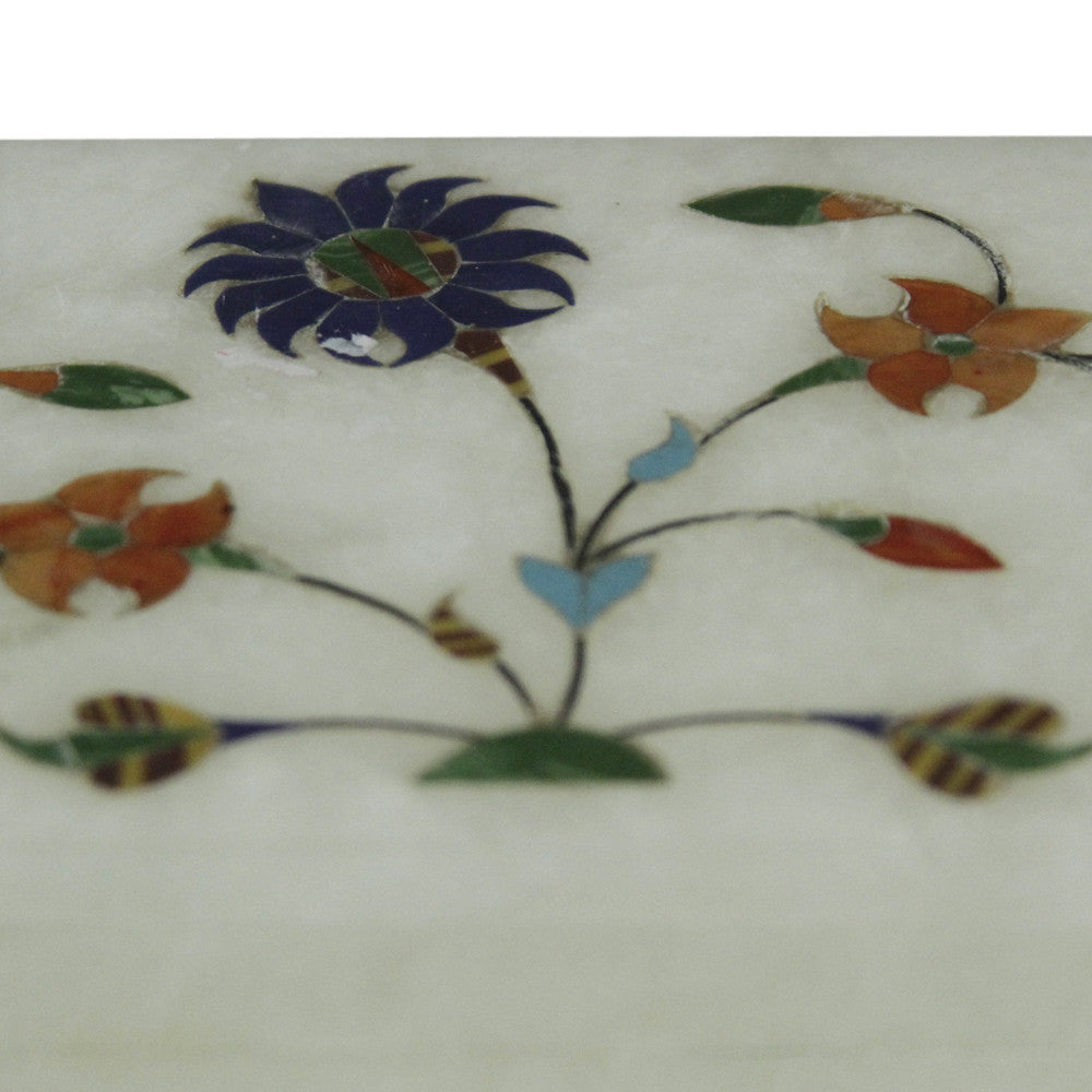 Floral Inlay Marble Jewelry Box