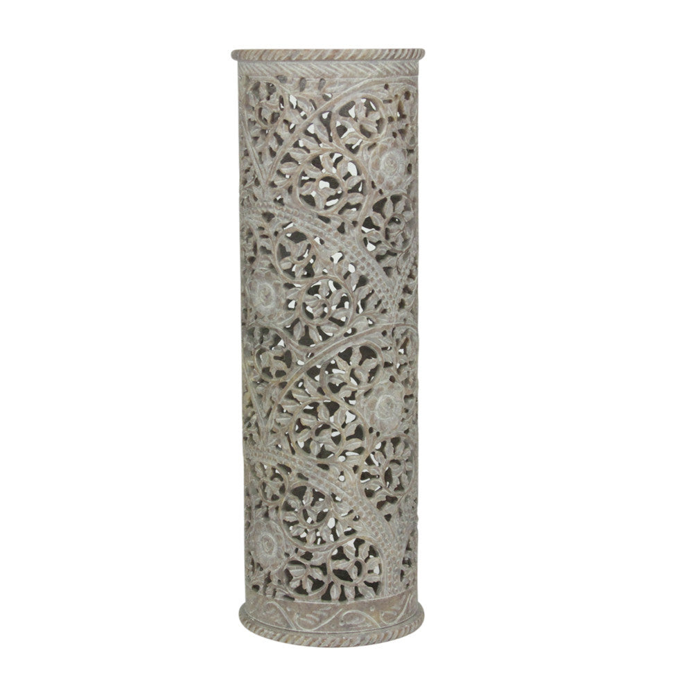 Carved Burgundy Pierced Marble Vase