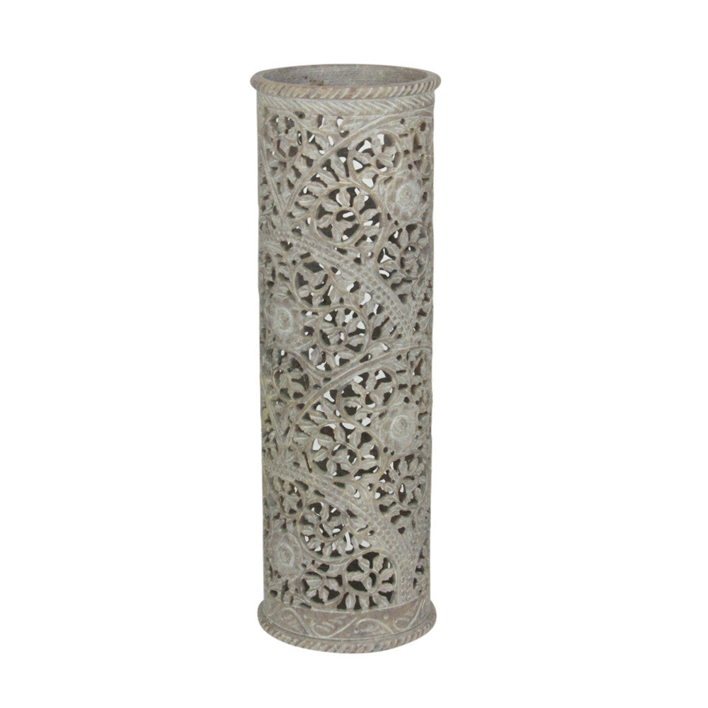 Carved Burgundy Pierced Marble Vase