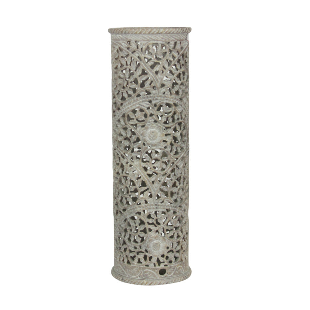 Carved Burgundy Pierced Marble Vase