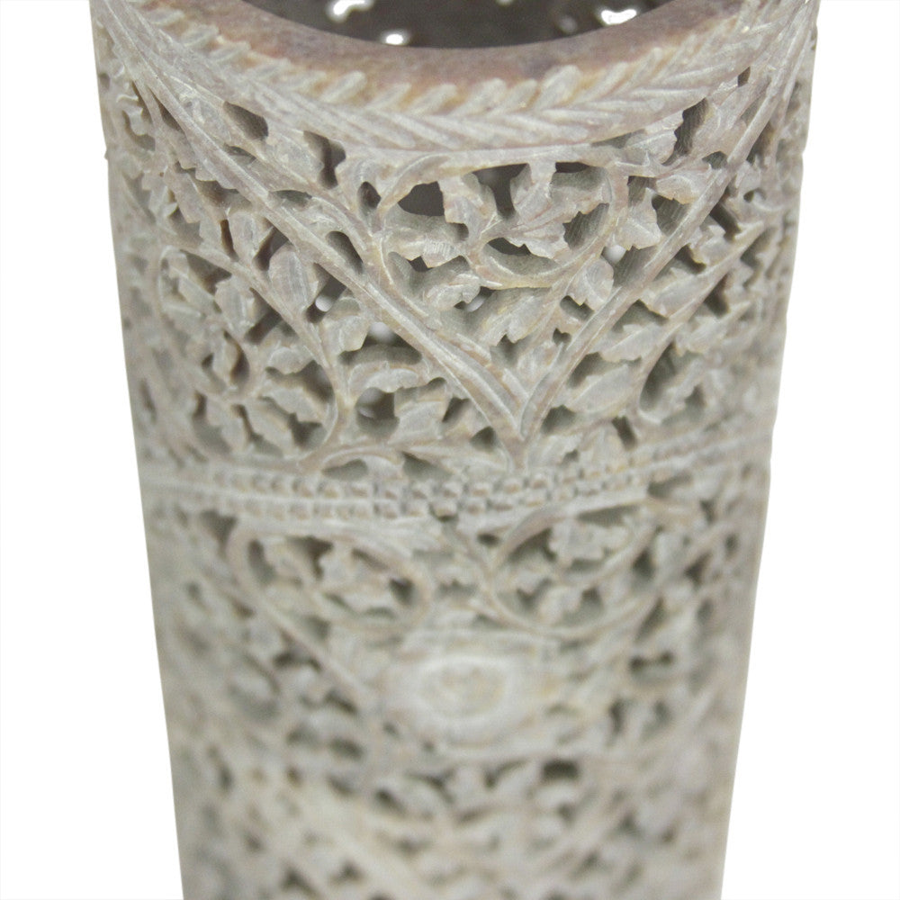 Carved Burgundy Pierced Marble Vase