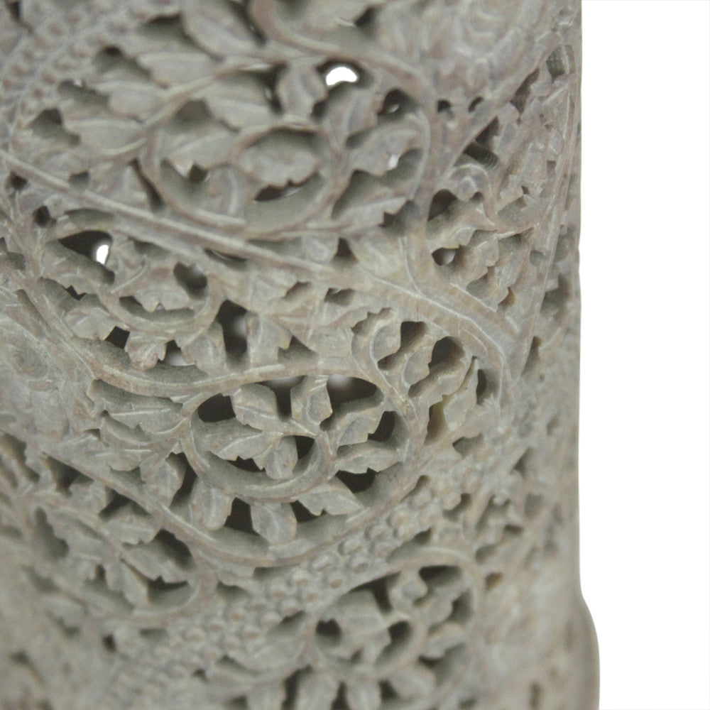 Carved Burgundy Pierced Marble Vase
