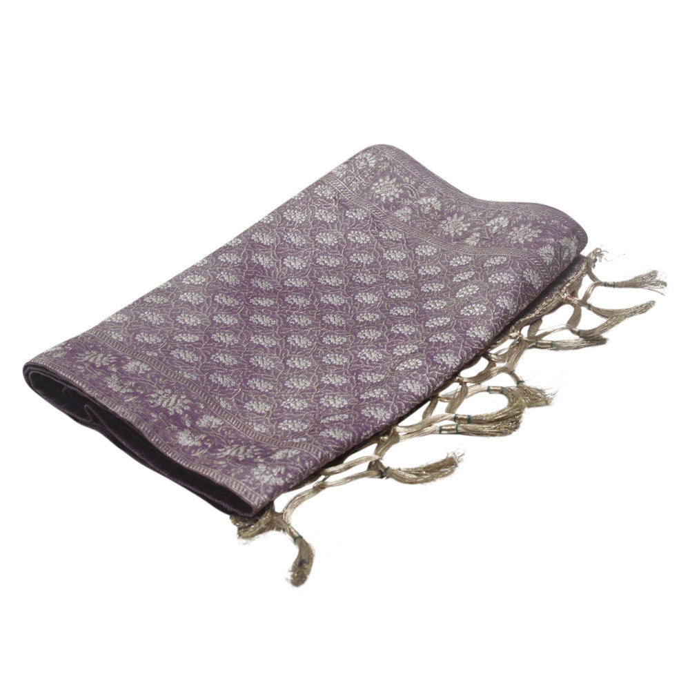 Mauve Silk Brocade Runner W/ Gold Tassels