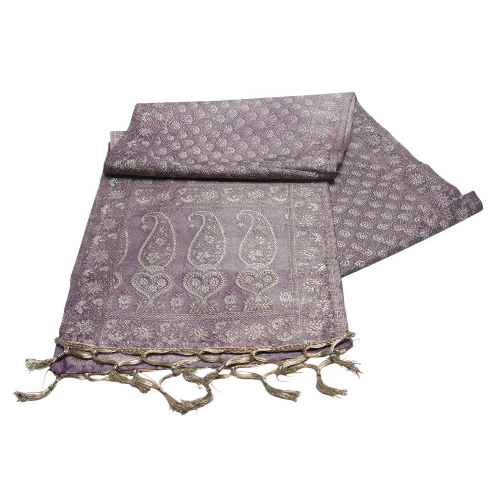 Mauve Silk Brocade Runner W/ Gold Tassels