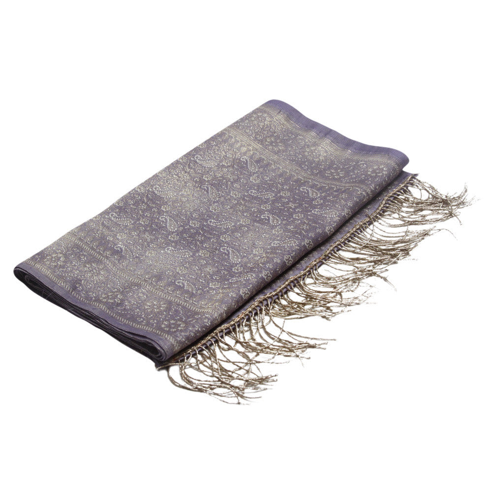 Lavender Silk Brocade Runner W/ Gold Fringe