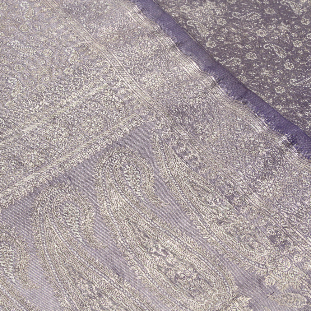 Lavender Silk Brocade Runner W/ Gold Fringe
