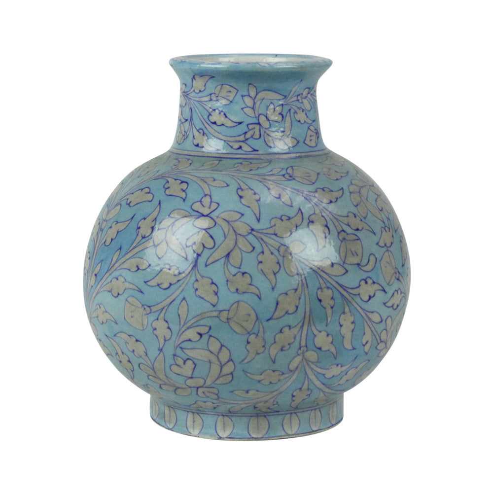Round Turquoise Jaipur Vase