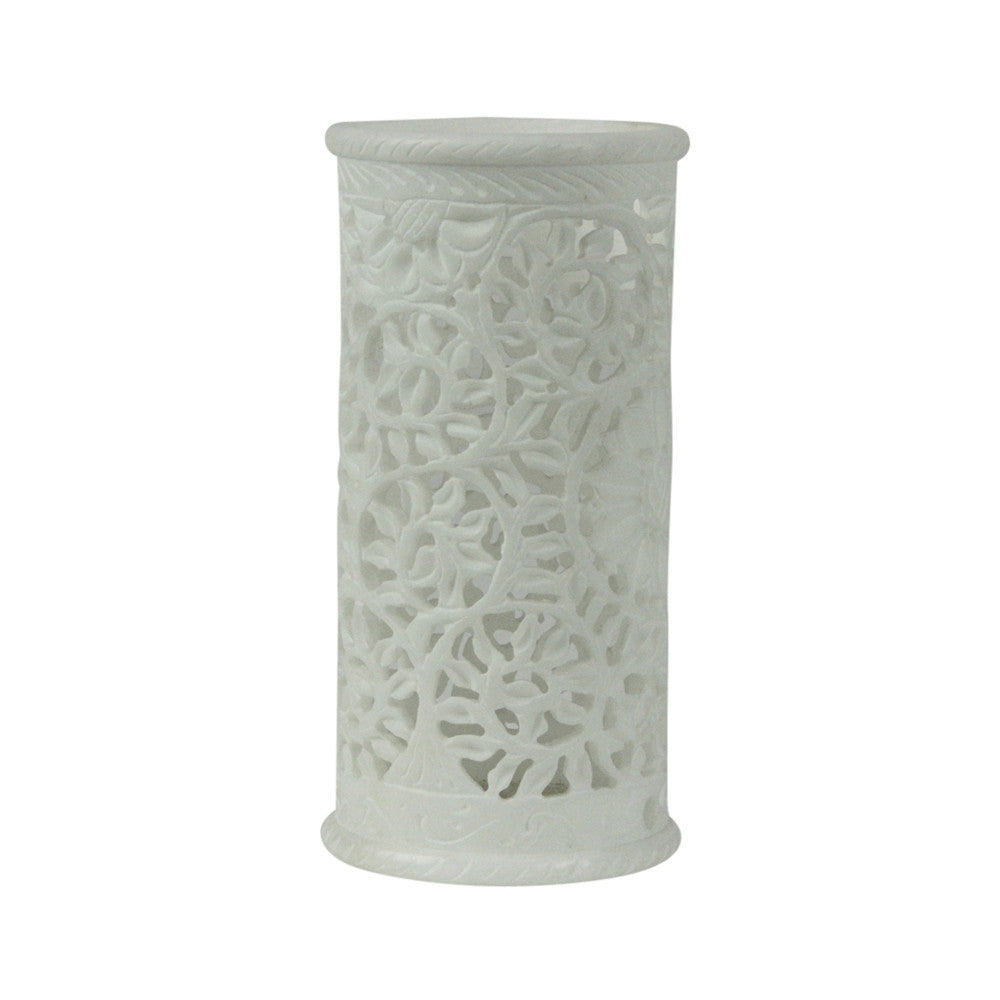 Floral White Pierced Marble Vase