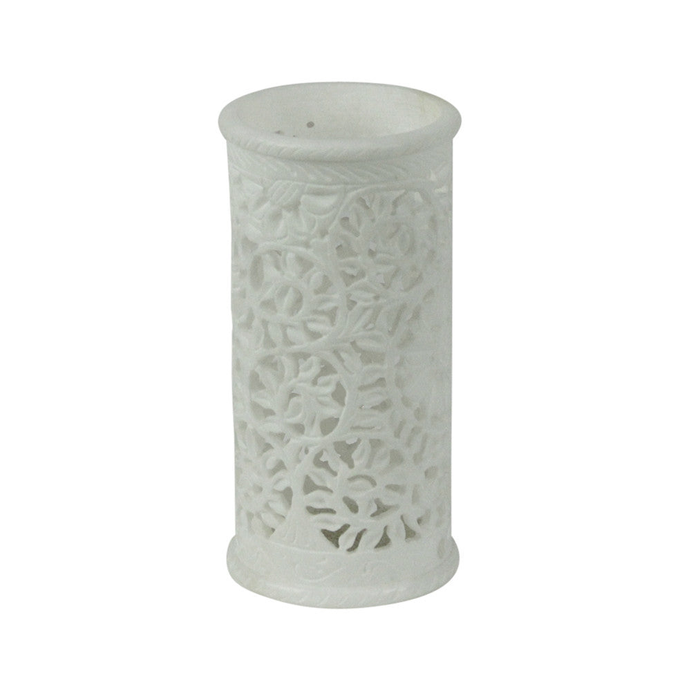 Floral White Pierced Marble Vase