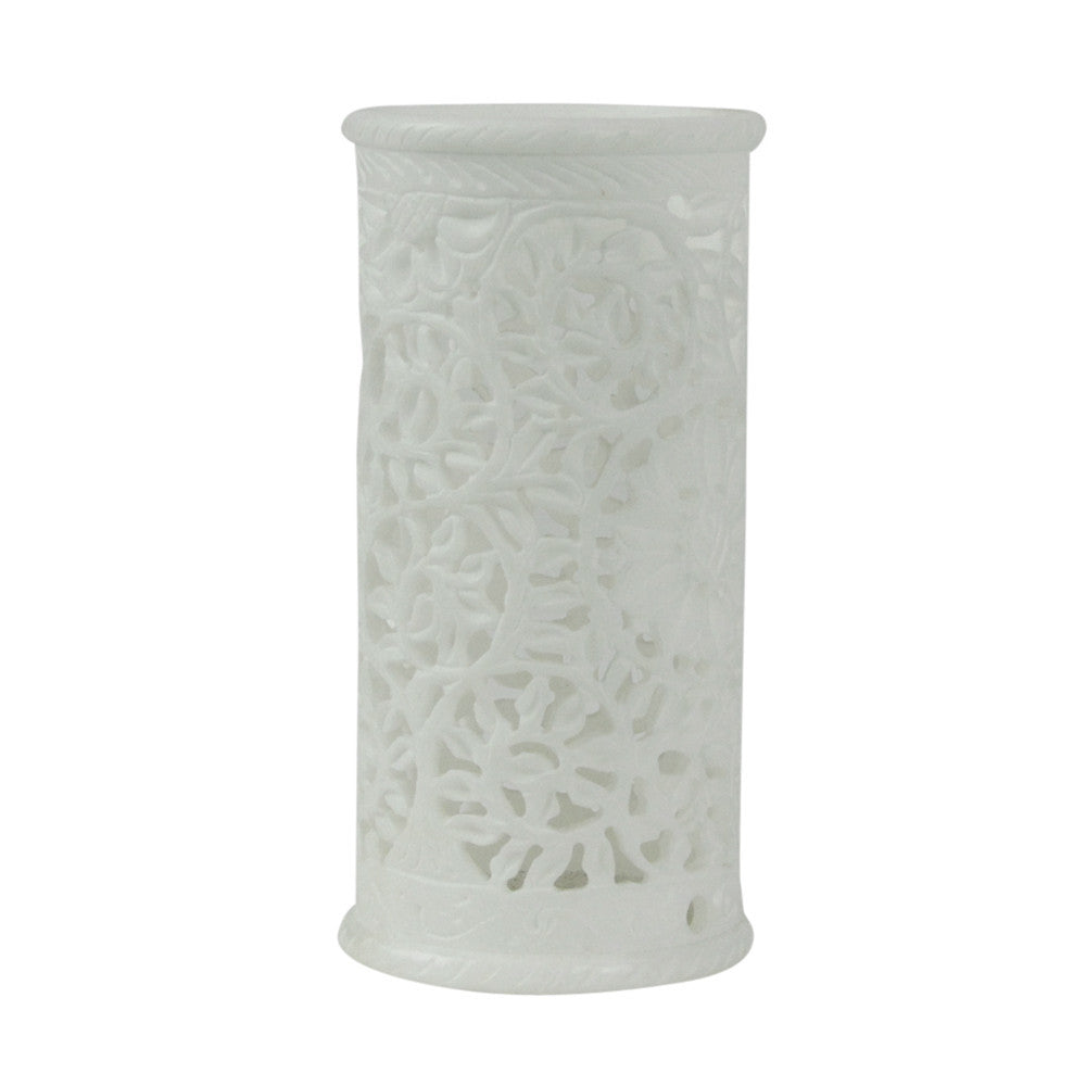 Floral White Pierced Marble Vase