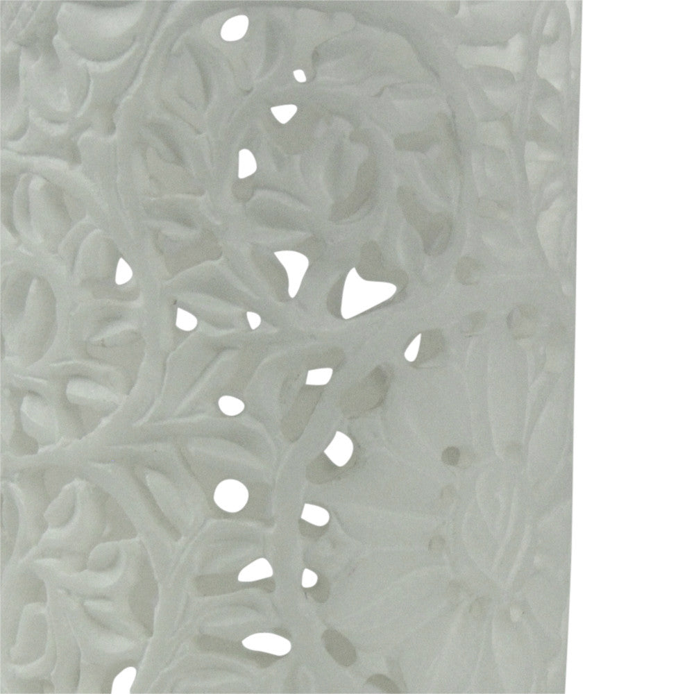 Floral White Pierced Marble Vase