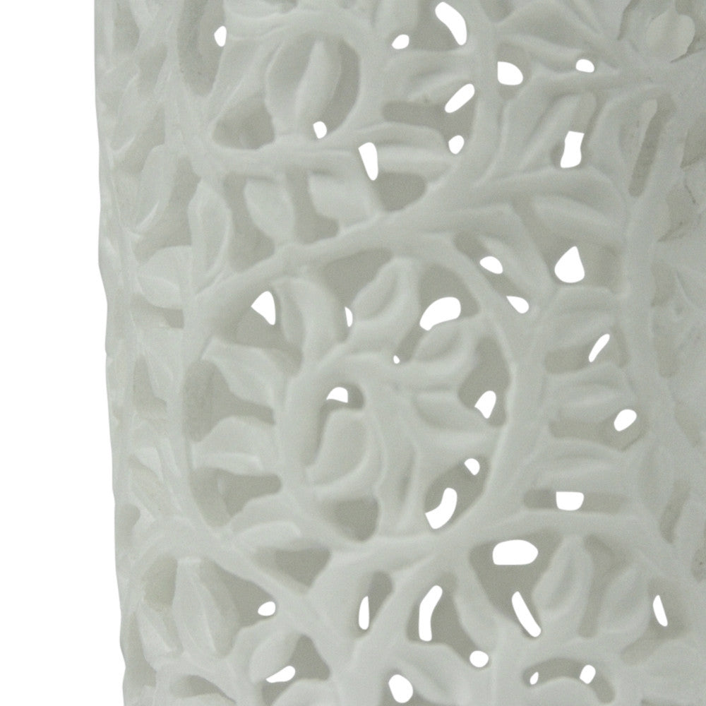 Floral White Pierced Marble Vase