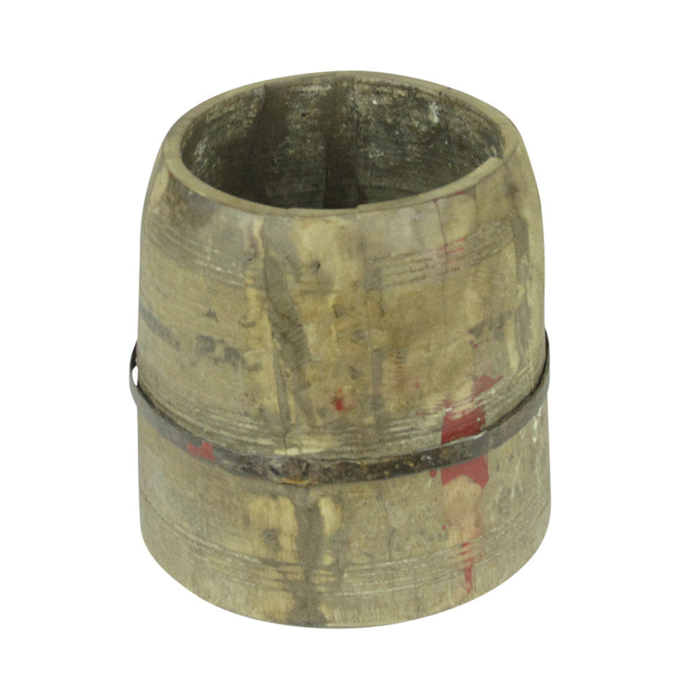 Metal Strap Wood Pot