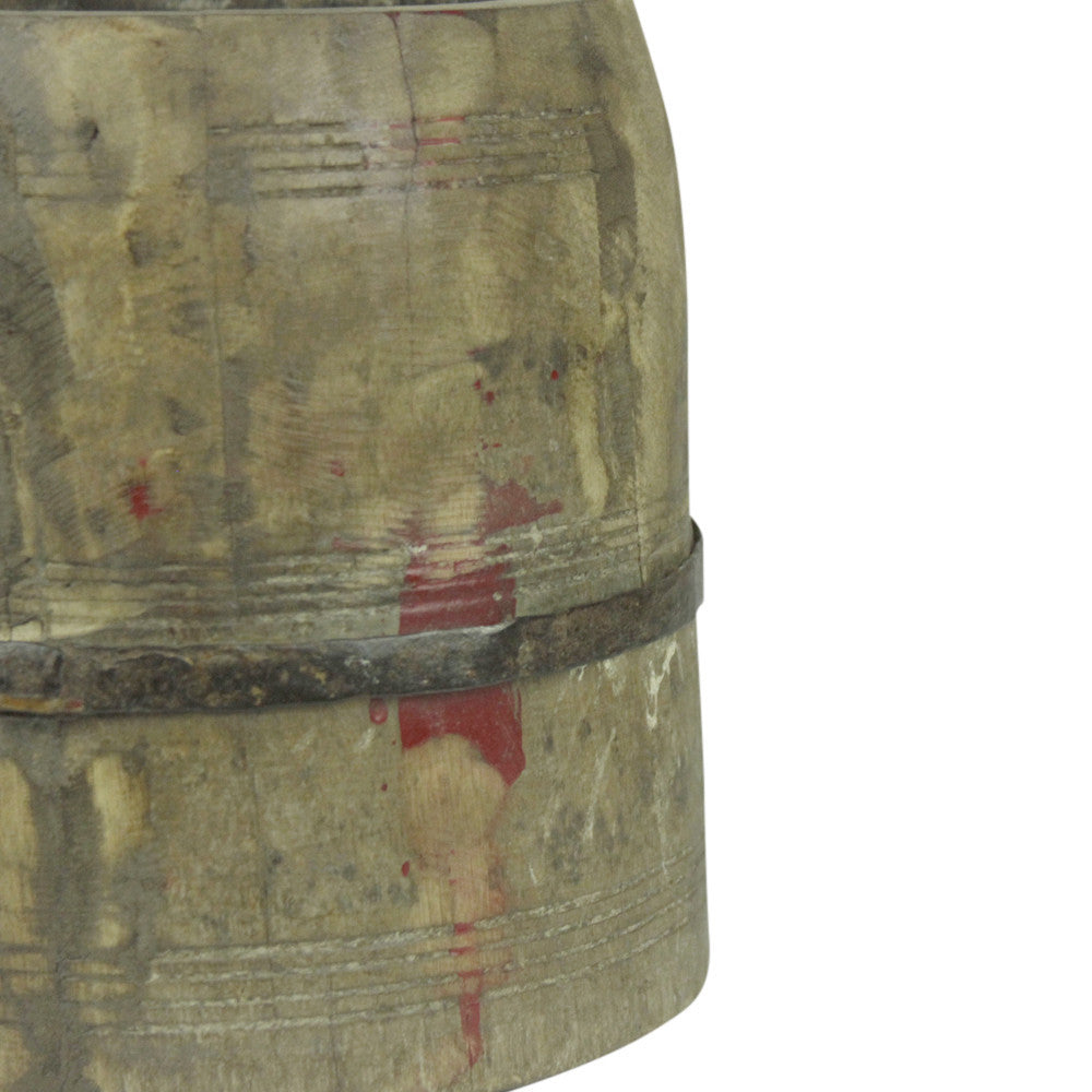 Metal Strap Wood Pot